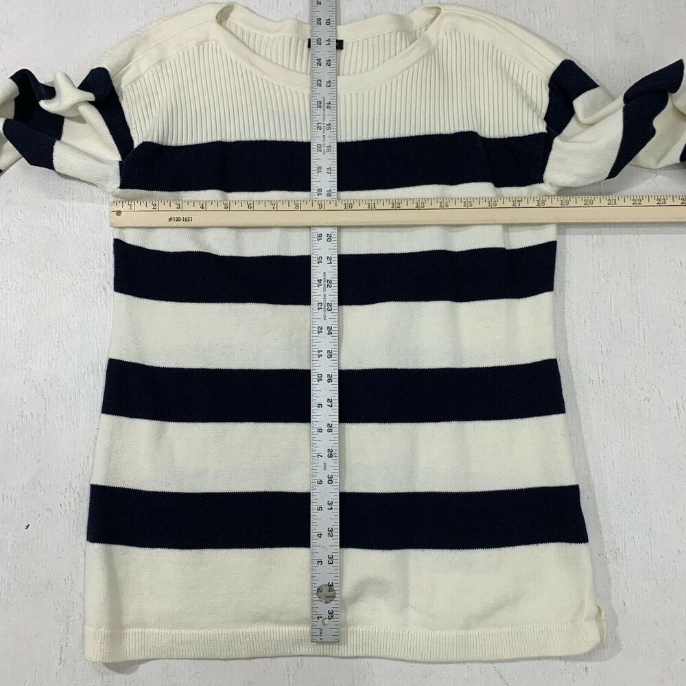 Talbots Striped Sweater Women L Large Navy White Boat Neck Rib Contrast Pullover - Picture 6 of 11
